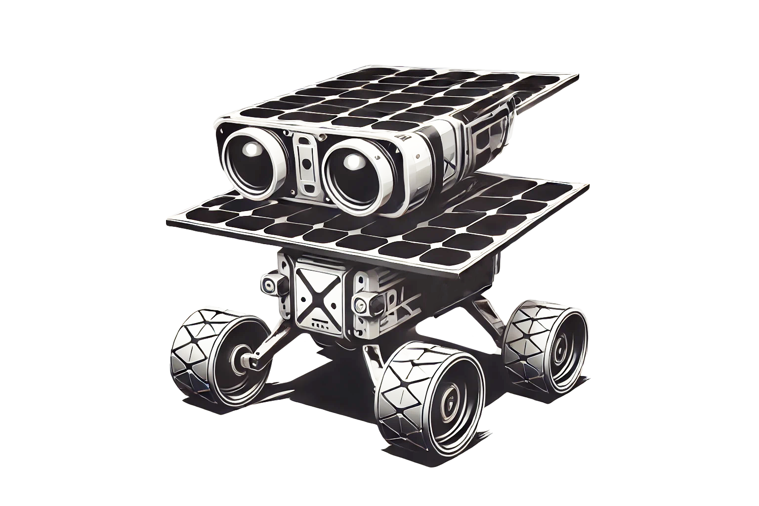 Zeichnung von einem unrealistischen Solarroboter mit Augen